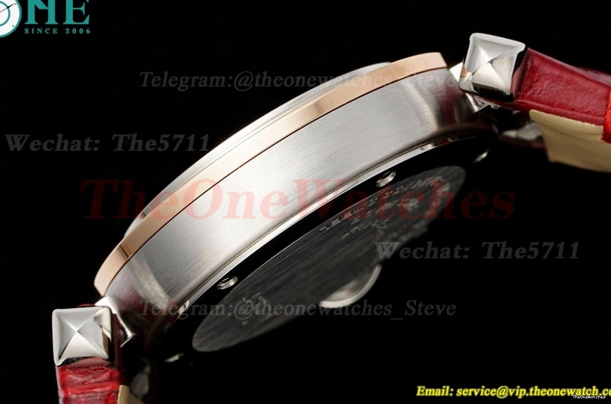 30mm SS De Ladies White LE Cartier Quartz RG Dial Red Pasha AF 0325